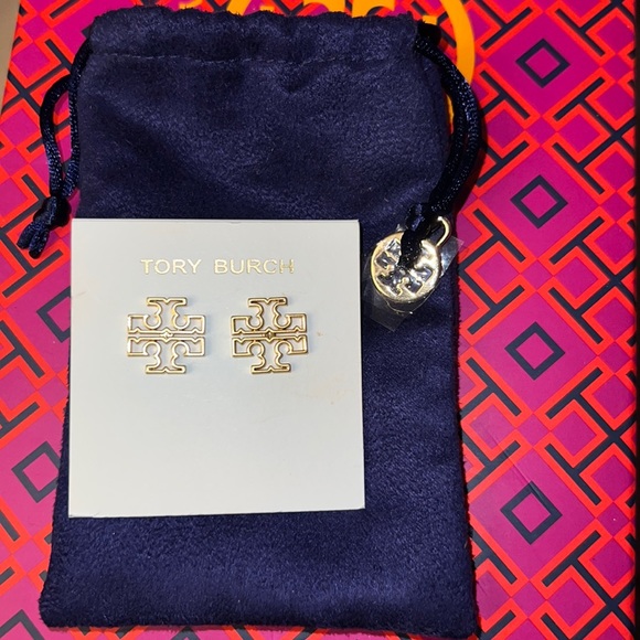 Tory Burch Jewelry Tory Burch Gold Britten Cut Out Logo Earrings